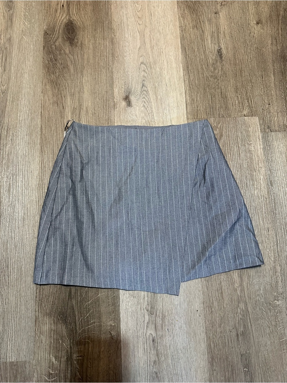Gray Pinstripe Mini Skirt - Tailored A-Line